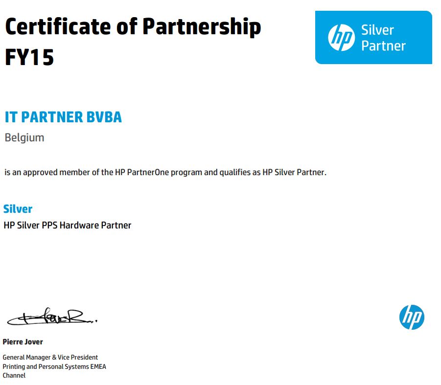 HP Silver status it partner